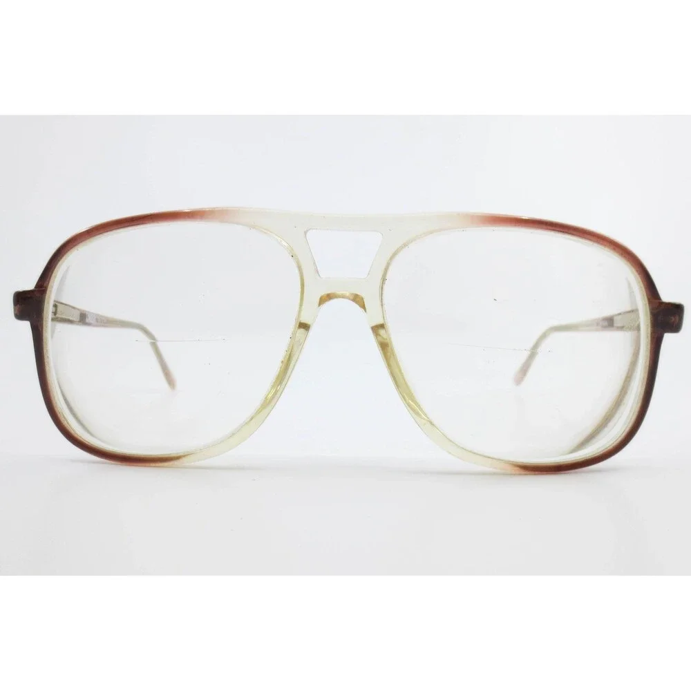 NBA by Crest Vintage Aviator Eyeglasses Gradient Amber Rose Double Bridge 140mm
